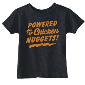 Toddler Funny T Shirts Powered By Chicken Nuggets Sarcastic Food Graphic Novelty Tee For Young Kids - Crazy Dog Toddler T Shirt - 1 of 4