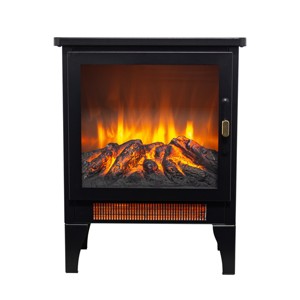 Syemin Indoor Fireplaces Electric Fireplace Heater 17" Freestanding Fireplace Stove Infrared Fireplace with 3D Flame, Black, 14.2"*8"*18" - 1 of 4