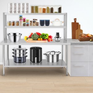 Stainless Steel Work Table with 2 Shelves, 30x24 Inch Heavy Duty Commercial Food Prep Table, Metal Kitchen Prep Table with Adjustable Shelf & Hooks - 1 of 4