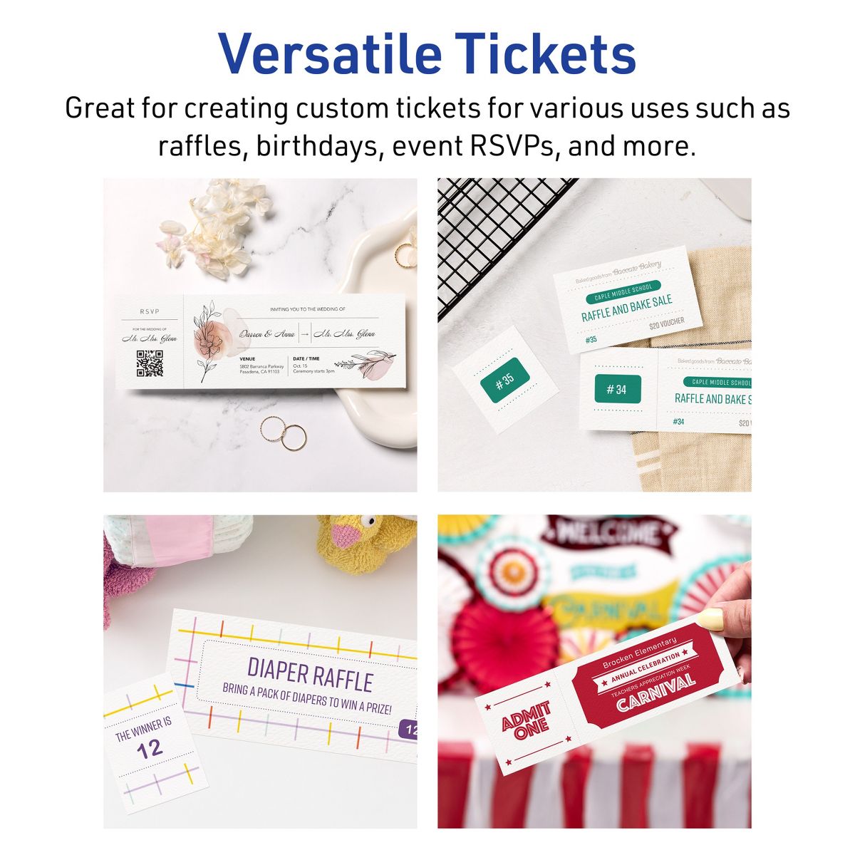 Avery Matte White Tickets, 1-3/4" x 5-1/2" Rectangle - thumbnail 4