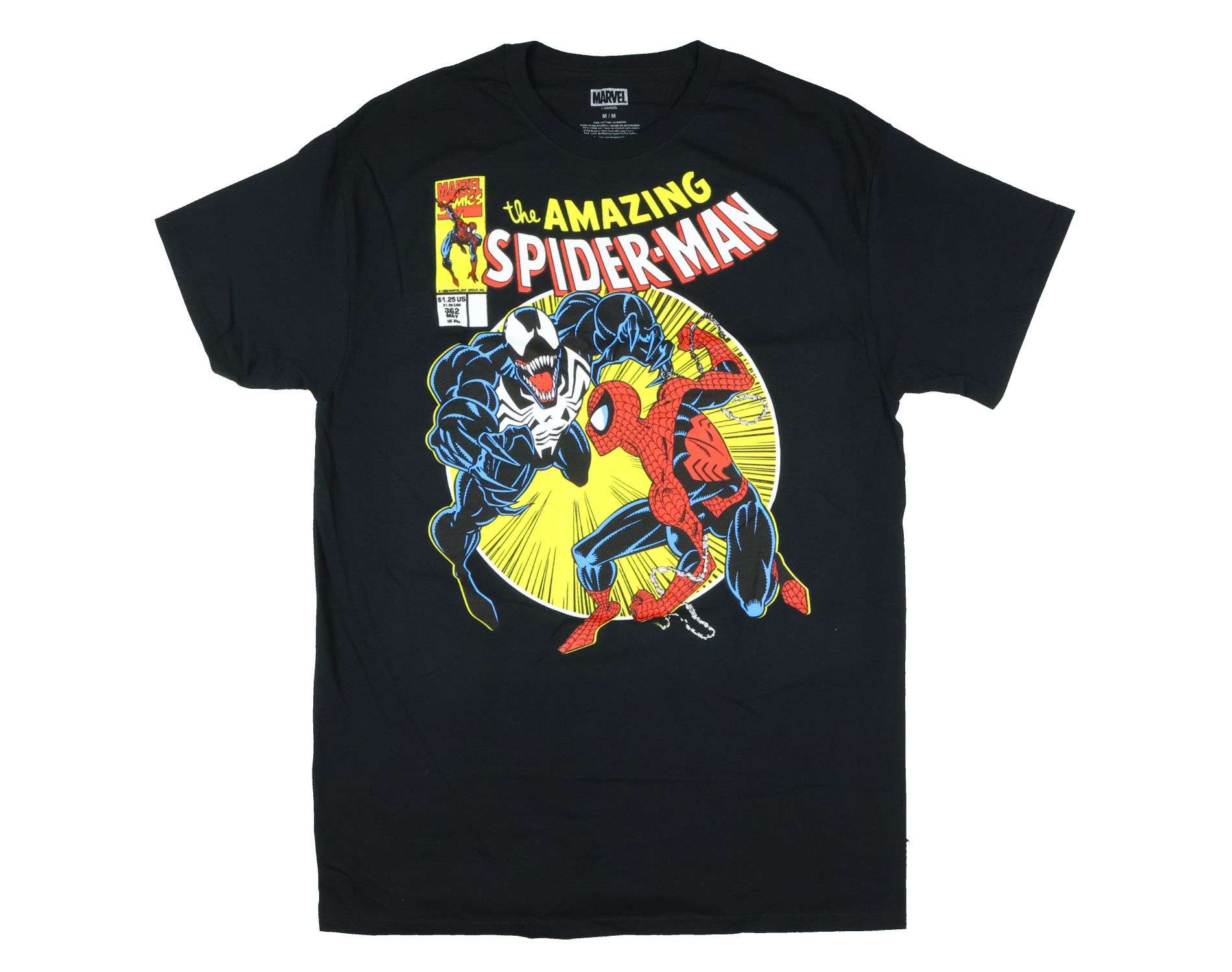 Marvel The Amazing Spider-Man vs Venom Men's Comic-Inspired Adult T-Shirt (Small) Black