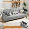 GustoWave 83" 3-seater Sofa with Convenient Side Pockets, Cozy Teddy Velvet Sofa with Cup Holder and Storage Armrest for Living Room - 3 of 4