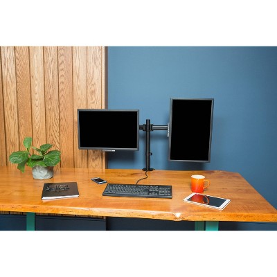 Black Dual Monitor Adjustable Metal Desk Mount