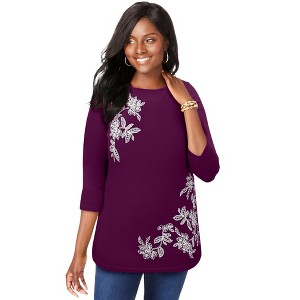 Jessica London Stretch Cotton Boatneck Tunic - 1 of 4