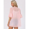 Allegra K Women's Short Bell Sleeves Summer Beach Cover-Up Cardigan - 4 of 4