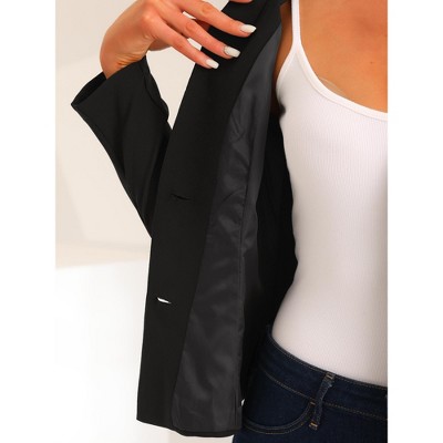 Allegra K Women's Long Sleeve Button Down Office Work Blazers Black Small — фото 5