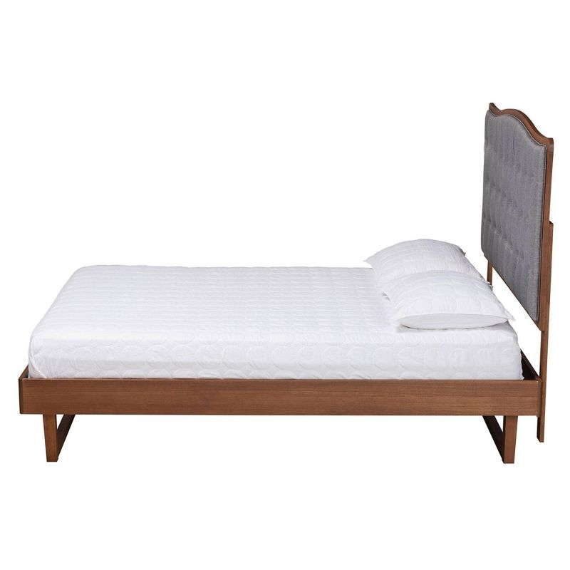 Baxton Studio Queen Sereno Fabric and Wood Platform Bed Gray/Walnut Brown, 3 of 9