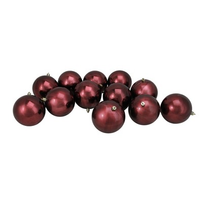 Northlight 12ct Shatterproof Shiny Christmas Ball Ornament Set 4" - Burgundy