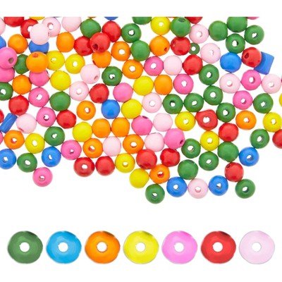 Bright Creations 200 Pieces Round Wooden Beads for Arts and Crafts and Jewelry Making (7 Colors)