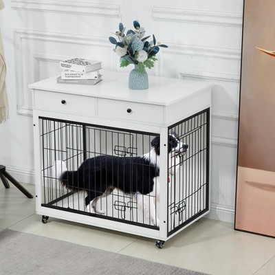 LOVMOR 38.4 Inch Dog Kennel with 2 Drawers Storage