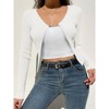 Coolmee Women's Crop Top Open Front Long Sleeve Rib Knit Shrug Sweaters Cardigan - 3 of 4