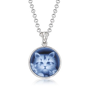 Ross-Simons Italian Black Agate Cat Cameo Pendant Necklace in
