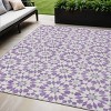 Lavender Purple And Ivory Floral Medallion Washable Indoor Outdoor Area Rug - 2 of 4