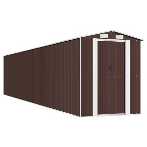 vidaXL Large Outdoor Garden Storage Shed in Dark Brown - Galvanized Steel Design for Durability - Spacious for Tools and Equipment Storage - 1 of 4