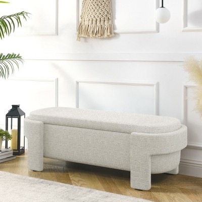 51'' Linen Upholstered Storage Bench for Bedroom,Modern Bedroom Bench with Cushion Seat,Fully Assembled Bedroom Furniture-LAOTIES