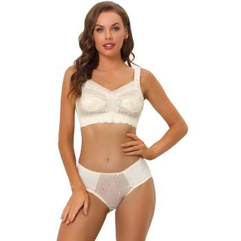 Allegra K Women's Lace Everyday Wear (available In Plus Size) Wireless Bra  And Panty Set White 38d : Target