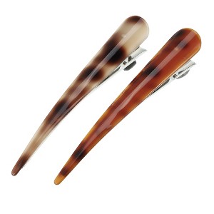 Unique Bargains Women's Metal Long Duckbill Hair Clips Red Coffee 5.31"x0.83"x1.18" 2 Pcs - 1 of 4