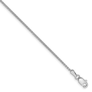 Black Bow Jewelry 1.2mm, 14k White Gold, Diamond Cut Solid Spiga Chain Bracelet - 1 of 4