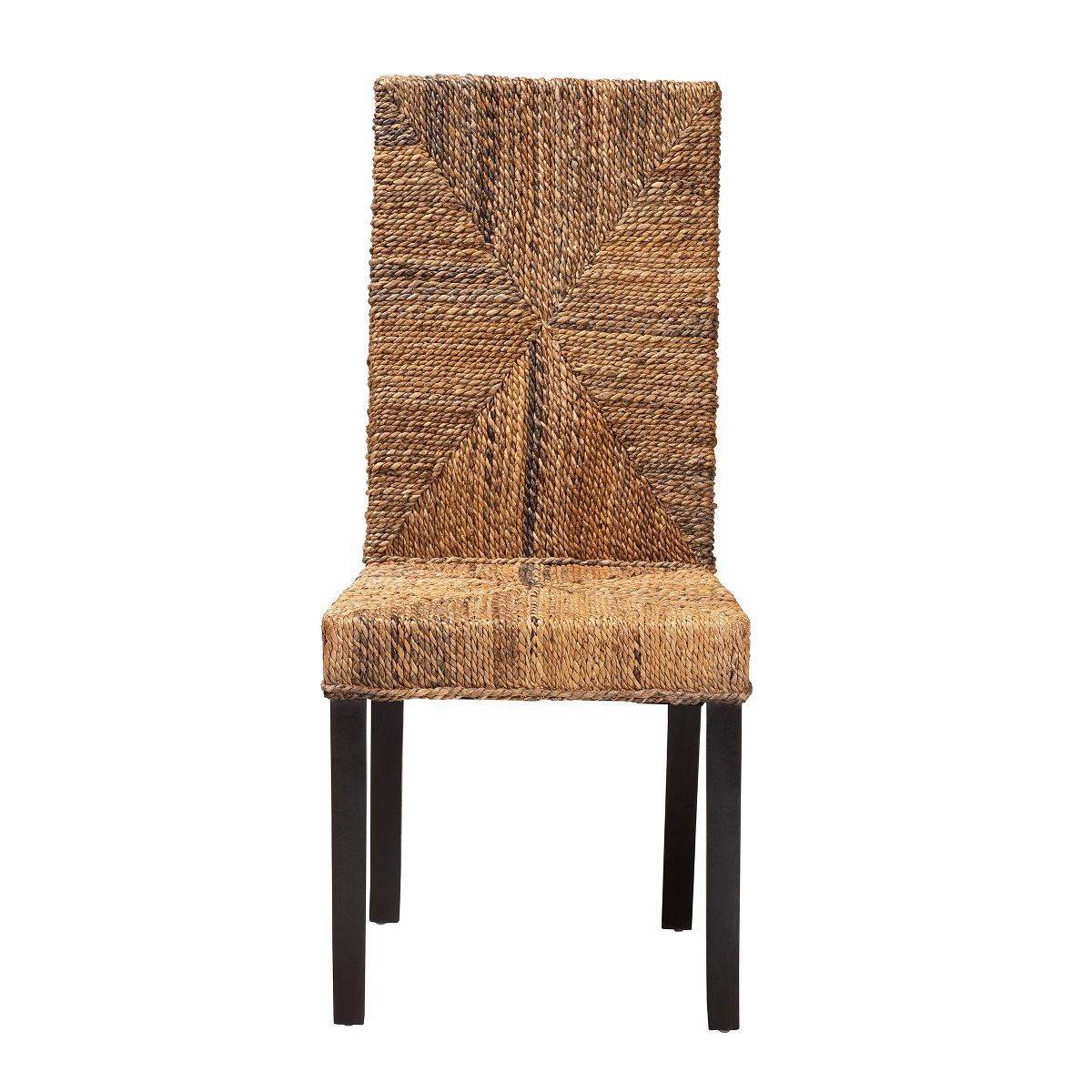 bali & pari Laymi Modern Bohemian Dark Brown Mahogany Wood and Seagrass Dining Chair - thumbnail 3