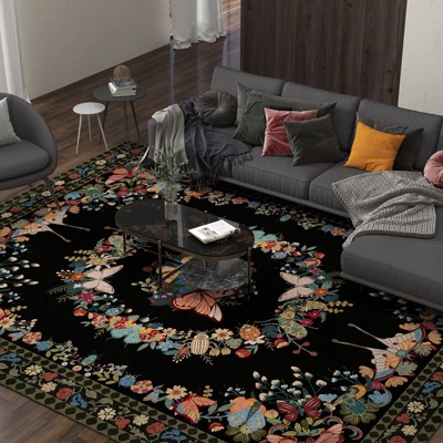 LOVEVOOK Butterfly Rug for Living Room, Modern Indoor Large Area Rug for Bedroom Dining Room Home Decor, Non Slip Rugs Machine Washable