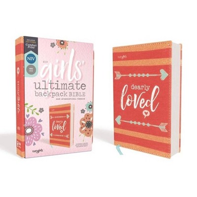 Niv, Girls' Ultimate Backpack Bible, Faithgirlz Edition, Compact, Flexcover, Coral, Red Letter Edition, Comfort Print - by  Zondervan (Paperback)