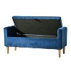 CAVINAS 48" Bedroom Storage Bench, Padded Blanket Chest, Bench with Armrests for End of Bed for Bedroom, Entrance, Blue - 4 of 4