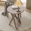 JIONJOY Modern Farmhouse Pedestal End Table - Distressed Round Side Table with Star Tripod Base for Living Room - 2 of 3