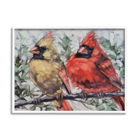 Stupell Two Cardinals Perched Winter Trees Framed Giclee Art by Sara G. Designs - 30 x 24 - White