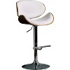 Modern Contemporary Swivel Walnut Bentwood Lift Adjustable Height Bar Stool with Curved Seat and Back (White) - 3 of 4