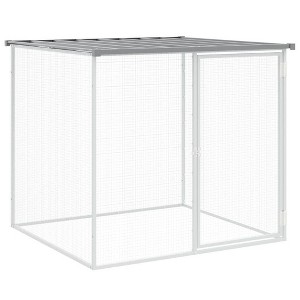 vidaXL Chicken Cage - Versatile Galvanized Steel Hutch for Hens and Small Animals with Ventilated Mesh Design and Weather-Resistant Roof - Light Gray - 1 of 4