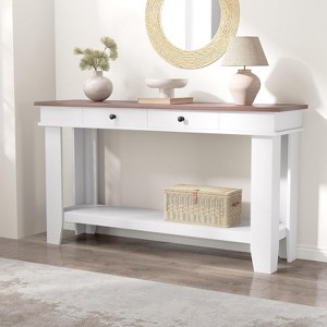54Inch Long Console Table, Wooden Entryway Table with 2 Drawers & Open Storage Shelf, Entry Foyer Table for Entryway, Hallway, Living Room - 1 of 4