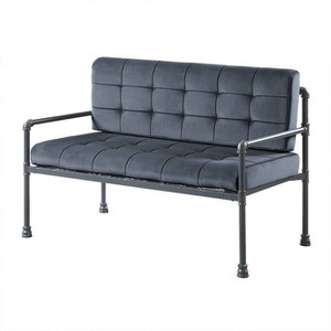 51" Brantley Sandy Gray Finish Loveseat - Acme Furniture: Includes 2 Accent Pillows, Metal Frame - 1 of 4