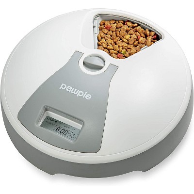 Pawple Automatic Pet Feeder, 6 Meal Food Dispenser for Small Animals with Programmable Digital Timer