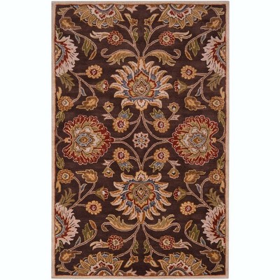 Mark & Day Eckville 5'x8' Rectangle Tufted Indoor Area Rugs Dark Brown: Stain-Resistant Wool, Traditional Botanical Design