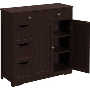 Dcolora Bathroom Free-Standing Floor Cabinet, Practical Storage Cabinet with 4 Drawers and 2 Doors - 1 of 4