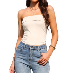 INSPIRE CHIC Women's Strapless Crop Bandeau Basic Sleeveless Going Out Summer Tube Tops - 1 of 4