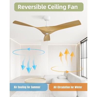 52 Inch Ceiling Fan No Light 3 Blades Low Profile Downrod Mount Ceiling Fans with Remote for Indoor/Outdoor  Patio Garage Living Room Bedroom