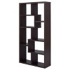 Vynxaria Contemporary Geometric Bookcase 7 Shelves, Zig-Zag Separation, Weathered Brown Cappuccino, MDF/Particle Board/Laminate, 1pc - 3 of 4