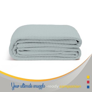 Color Sense 100% Cotton Warm & Cozy Super Soft Antimicrobial Basket Weave Blanket - 1 of 4