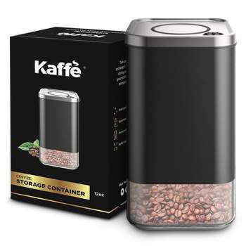 Kaffe 12oz Square Glass Coffee Storage Canister with Airtight Lid - Silver