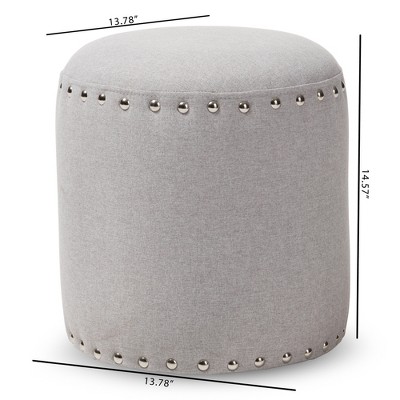 Rosine Light Grey Upholstered Nail Trim Modern Ottoman