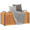 vidaXL Patio Cushion Box/Garden Storage - Solid Wood Acacia & Steel - 43.3"x17.7"x16.5"/20.9", Outdoor Bench, Brown for Garden/Patio/Deck - 4 of 4