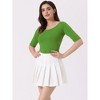 INSPIRE CHIC Women's Half Sleeves Scoop Neck Fitted Layering Soft T-Shirt - 2 of 4