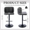 QingMoon Swivel Bar Stools, Adjustable Seat Height Counter Chairs Set of 2 with Footrest, PU Upholstered and Rivet Decoration for Pub, Kitchen Island - 4 of 4