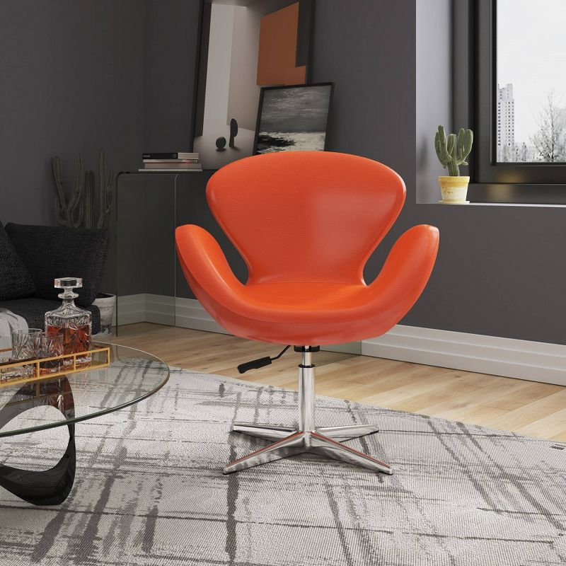 Raspberry Faux Leather Adjustable Swivel Chair - Manhattan Comfort, 3 of 8