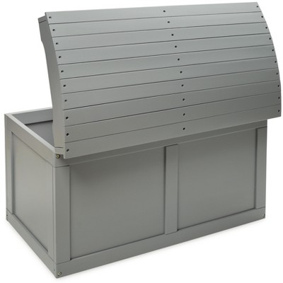 Gray Wooden Barrel Top Toy Chest with Safety Hinge
