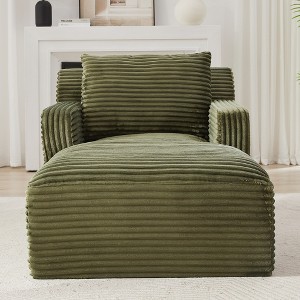 Corduroy Modern Chaise Chair with No Assembly Required, Comfy Sleeper Function and High-Density Foam with Pocket Spring - 1 of 4