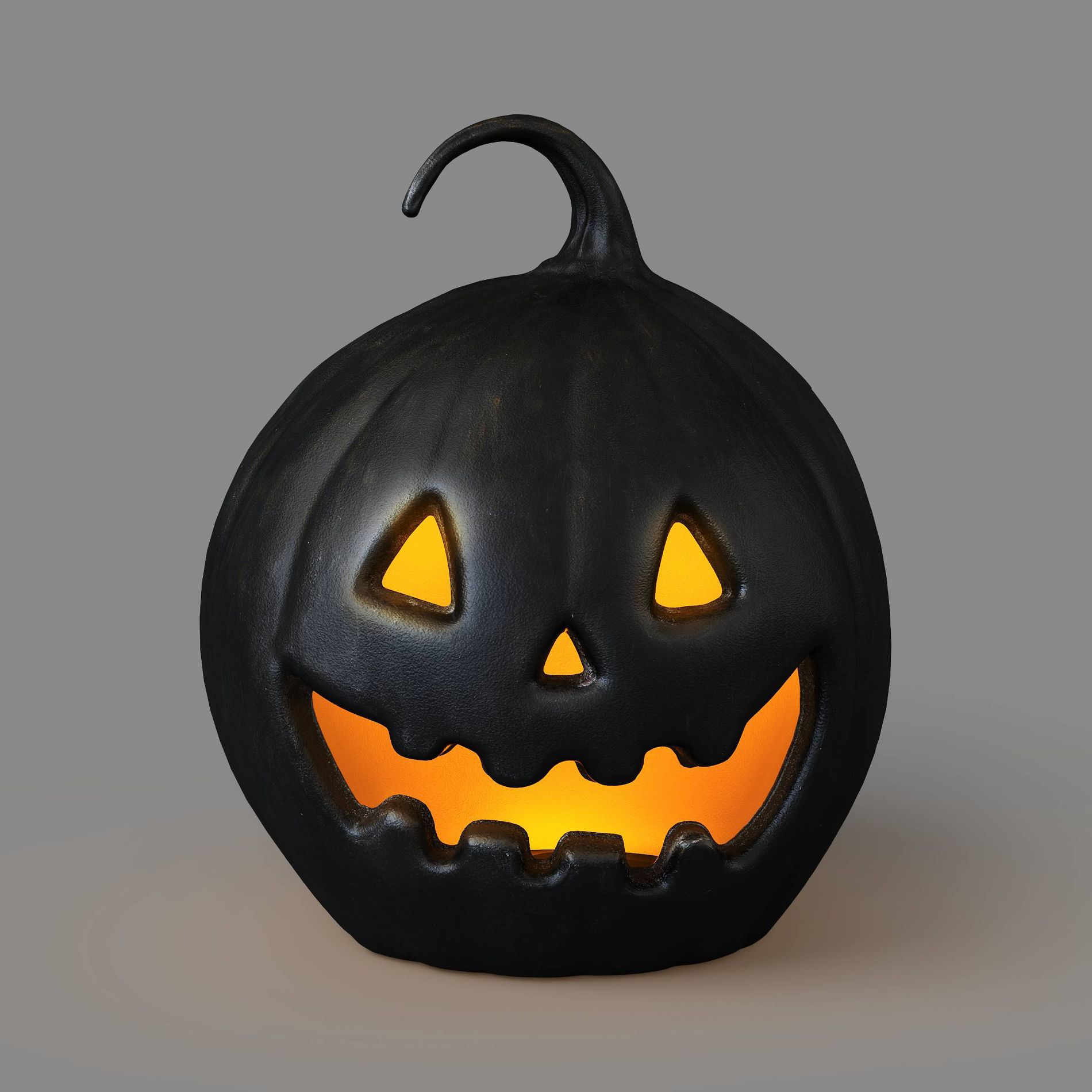 8.75" Classic Terra Cotta Like Lit Pumpkin Jack O' Lantern Halloween Decorative Prop Black - Hyde and EEK! Boutique™