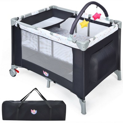 Costway Portable Baby Playard Playpen Nursery Center w/ Mattress & Changing Station