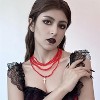Gothic Blood Drop Fringe Choker With Crystal & Pearl Beads For Vampire Halloween Punk Jewelry - 2 of 4